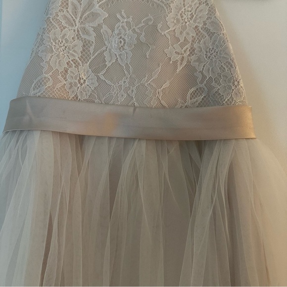 Ivory Lace & Tulle Flower Girl Dress |Size 10-11Y|Satin Bow Back|Formal Occasion - Picture 3 of 9